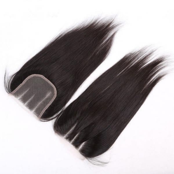 8A 4&#034;X4&#034; Lace Closure Brazilian Virgin Peruvian Human Hair  hairpiece extension #5 image