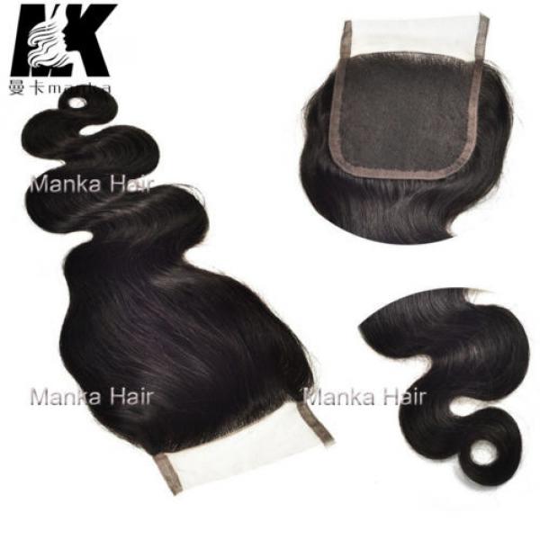 Peruvian Human Virgin Hair Body Wave 4*4 1PC Lace Closure with 3 Bundles #3 image