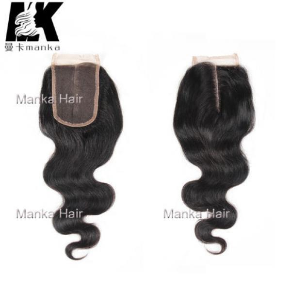 Peruvian Human Virgin Hair Body Wave 4*4 1PC Lace Closure with 3 Bundles #4 image