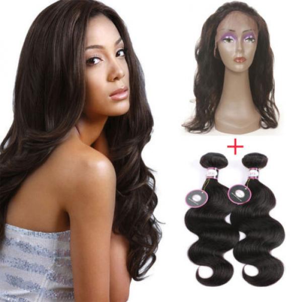 7A 2Bundle Peruvian Virgin Human Hair Body Wave+360 Lace Frontal with Baby Hair #1 image