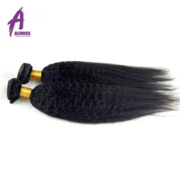 2 Bundle Kinky Straight With 360 Lace Closure Peruvian Virgin Human Hair Weave #5 image