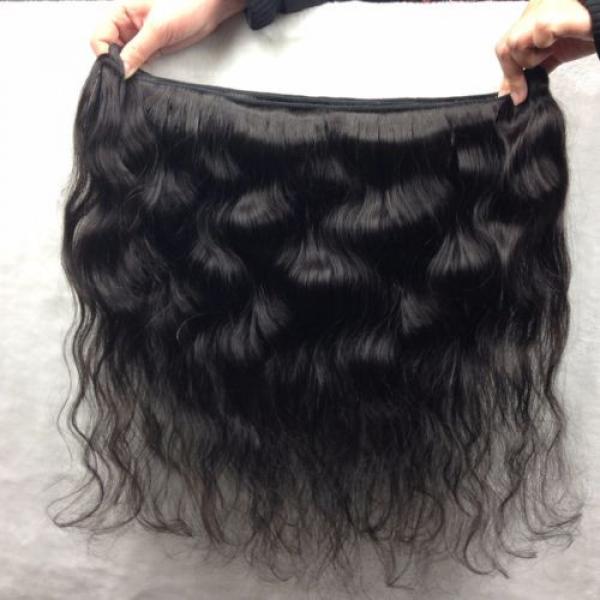 4x4&#034; Lace Closure W/ 3pcs Human Hair Bundles Unprocessed Peruvian Virgin Hair 1B #5 image