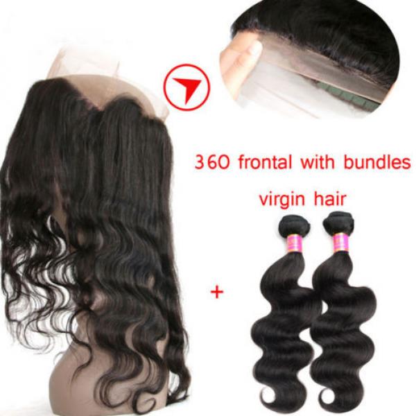 7A 2Bundle Peruvian Virgin Human Hair Body Wave+360 Lace Frontal with Baby Hair #3 image