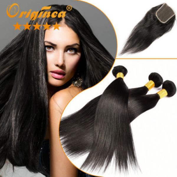 3 Bundles Ombre Peruvian Virgin Hair Straight Weave Human Hair with 1 pc Closure #2 image