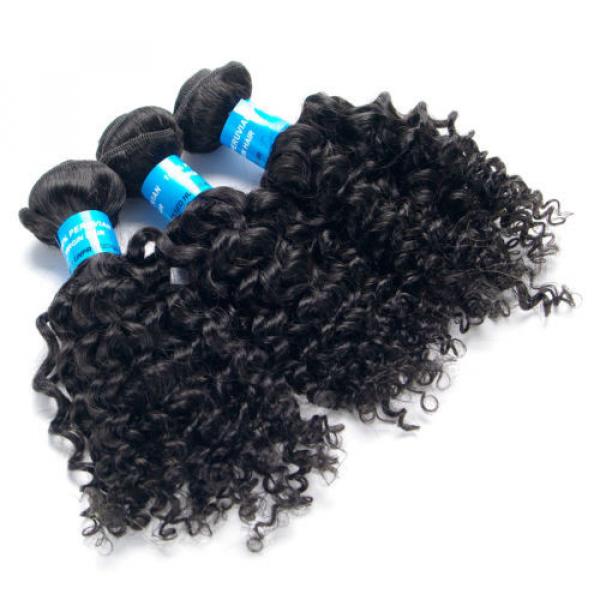 1b Black 300g/3 Bundles Kinky Curly Human Hair Weft Virgin Peruvian Hair Weave #2 image