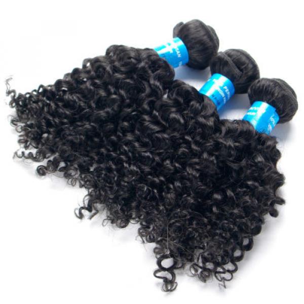 1b Black 300g/3 Bundles Kinky Curly Human Hair Weft Virgin Peruvian Hair Weave #3 image