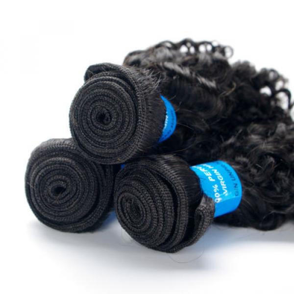 1b Black 300g/3 Bundles Kinky Curly Human Hair Weft Virgin Peruvian Hair Weave #4 image