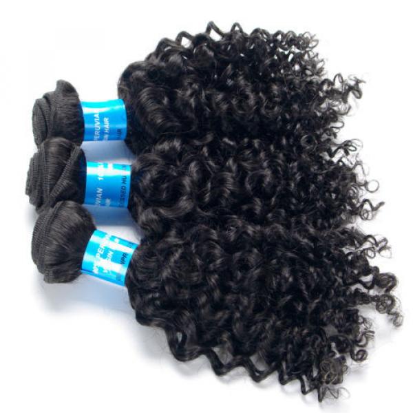 1b Black 300g/3 Bundles Kinky Curly Human Hair Weft Virgin Peruvian Hair Weave #5 image