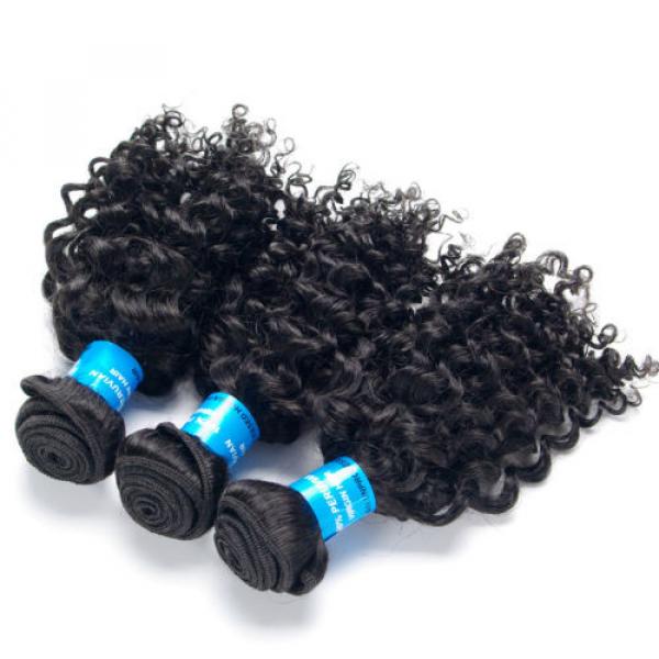 BEST 3 Bundles/150g Peruvian Human Hair Extensions Virgin Curly Hair Weft Weave #1 image