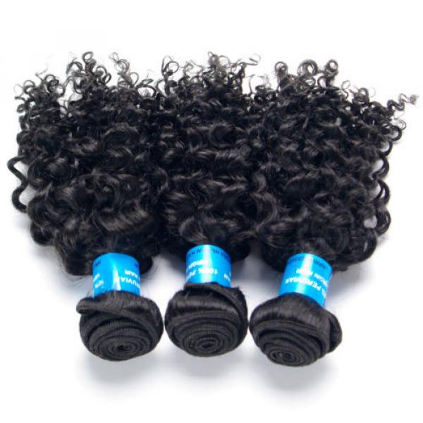 BEST 3 Bundles/150g Peruvian Human Hair Extensions Virgin Curly Hair Weft Weave #4 image