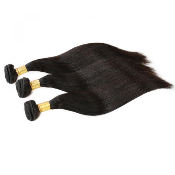 7A Straight Peruvian Virgin Hair Bundles Wefts 100% Human Hair Extensions 18inch #3 image