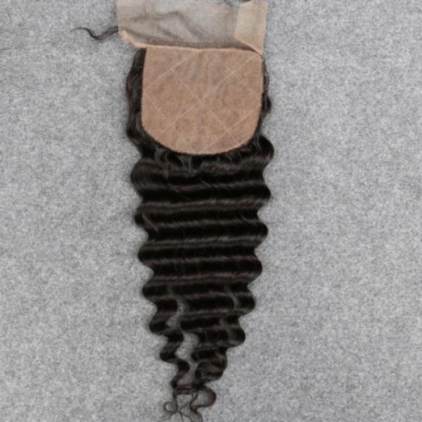 7A Peruvian Human Virgin Hair Deep Wave 3 Bundles with 4*4 Silk Base Closure #2 image