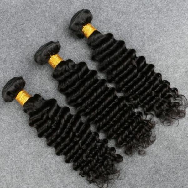 7A Peruvian Human Virgin Hair Deep Wave 3 Bundles with 4*4 Silk Base Closure #3 image