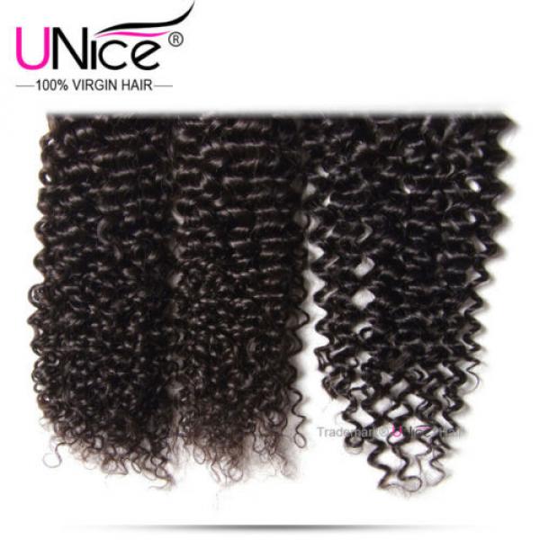 3 Bundles With 4*4 Lace Closure UNice 8A Virgin Peruvian Curly Human Hair Weft #4 image