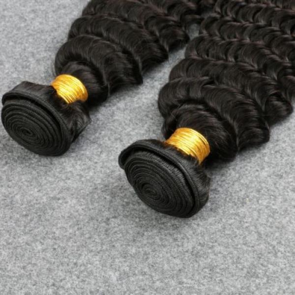 7A Peruvian Human Virgin Hair Deep Wave 3 Bundles with 4*4 Silk Base Closure #4 image