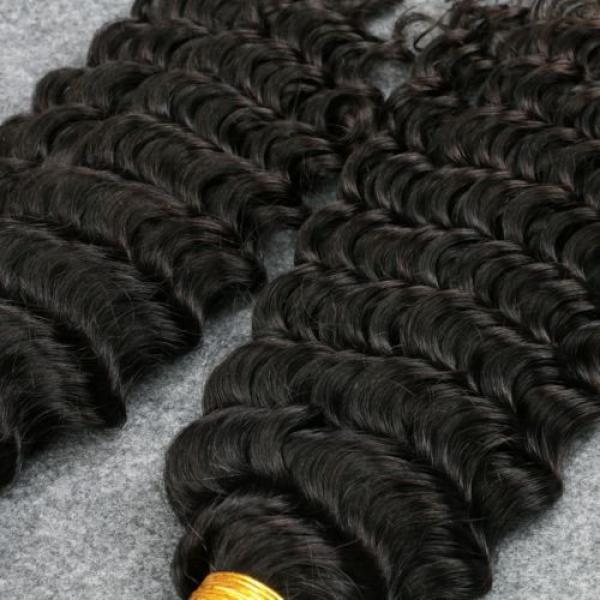 7A Peruvian Human Virgin Hair Deep Wave 3 Bundles with 4*4 Silk Base Closure #5 image
