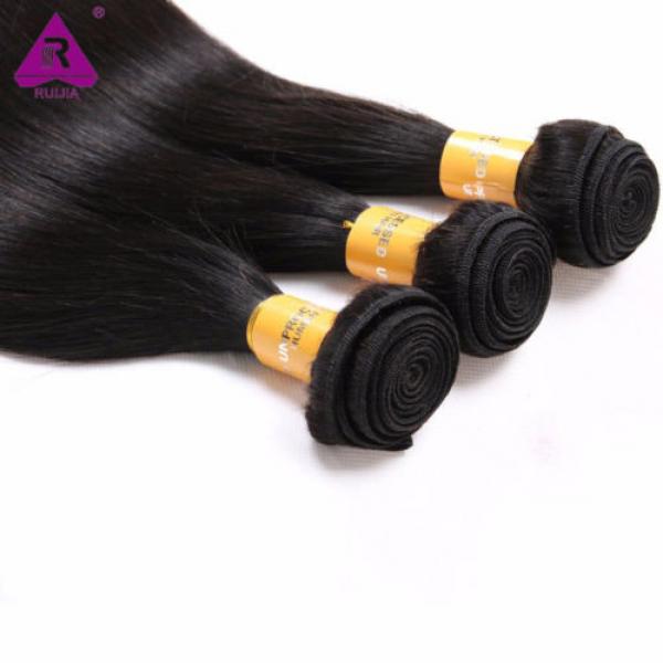3 Bundles/150g Unprocessed Virgin Peruvian Straight Human Hair Extensions Weave #2 image