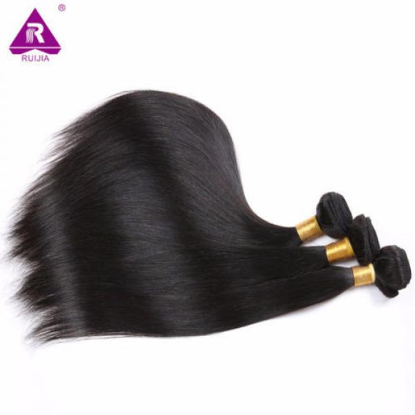 3 Bundles/150g Unprocessed Virgin Peruvian Straight Human Hair Extensions Weave #4 image