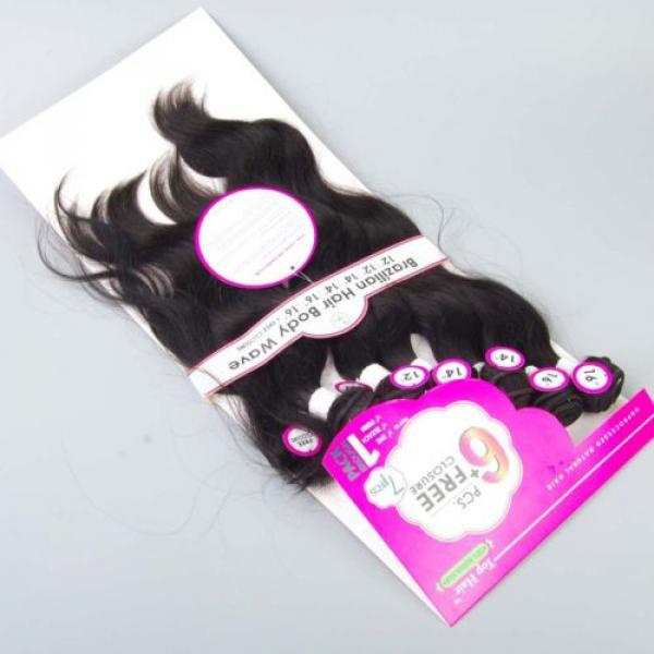 Top Grade 6 Bundles Human Hair Weave +1 pcs Lace Closure Virgin Peruvian Hair #2 image