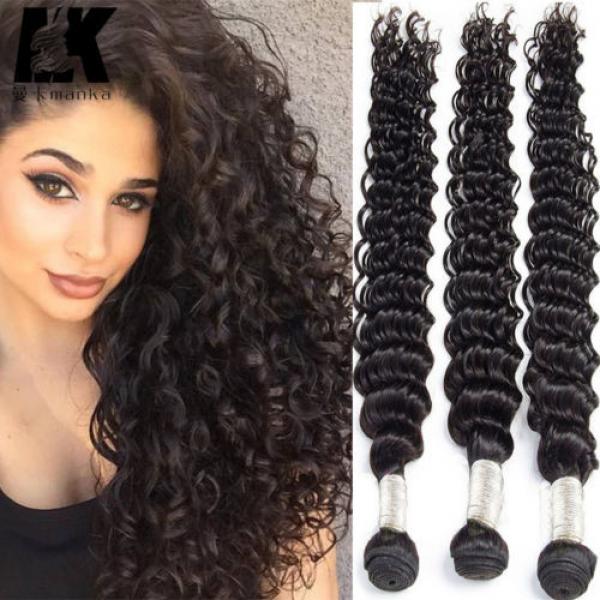 Peruvian Deep Curly Virgin Hair Weave 3 Bundles Human Hair Extension fast ship #1 image