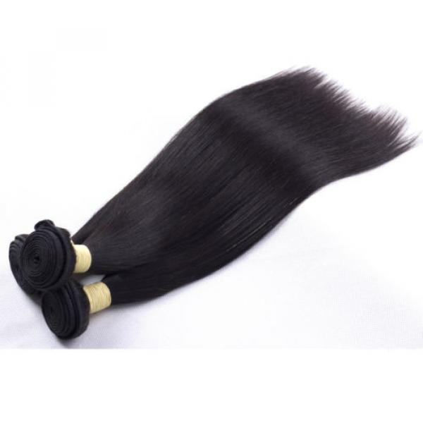 4 Bundles Unprocessed Virgin Peruvian Straight Hair Extension Human Weave Weft #3 image