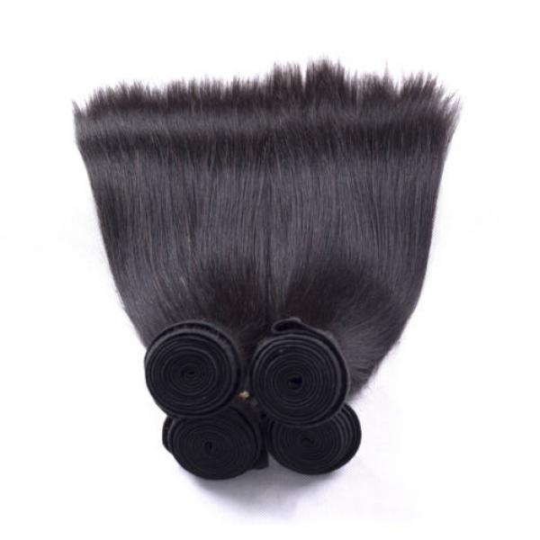 4 Bundles Unprocessed Virgin Peruvian Straight Hair Extension Human Weave Weft #5 image