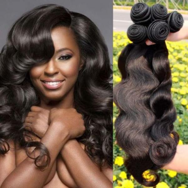 Weave Peruvian Hair Weft 3 Bundles Virgin Body Wave Human Hair Extensions Black #1 image