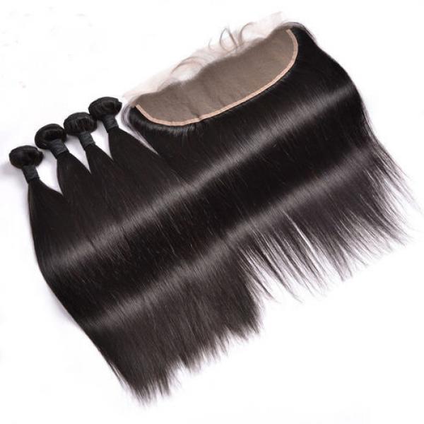 Peruvian Virgin Straight Human Hair 4Bundles/200g with 1pc Lace Frontal 13x4inch #2 image