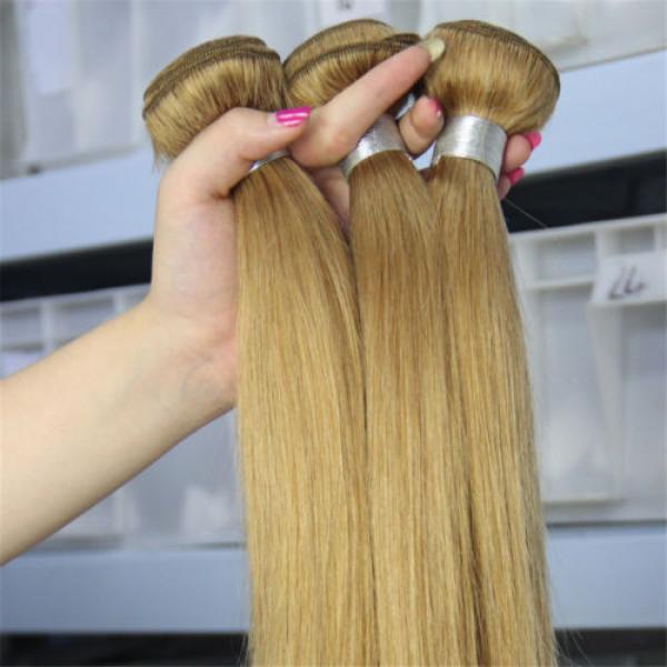 3 bundles Ombre 27# Peruvian Virgin Hair Bundles Straight Human Hair Extensions #4 image