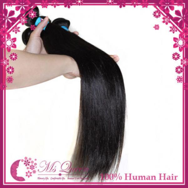 300g 20&#034; Peruvian Virgin Human Hair Extensions 1B Soft Straight Human Hair Weave #1 image