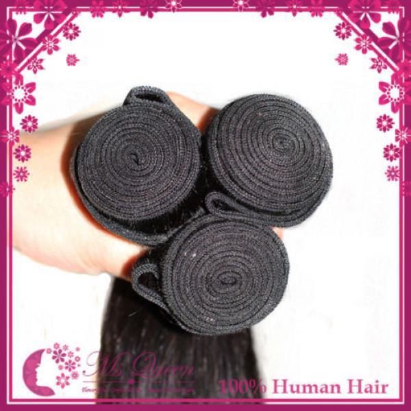 300g 20&#034; Peruvian Virgin Human Hair Extensions 1B Soft Straight Human Hair Weave #3 image