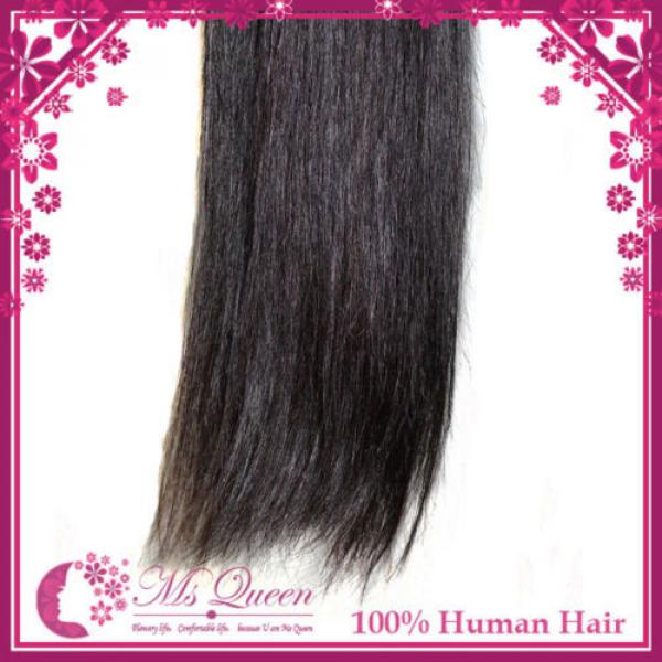 300g 20&#034; Peruvian Virgin Human Hair Extensions 1B Soft Straight Human Hair Weave #4 image