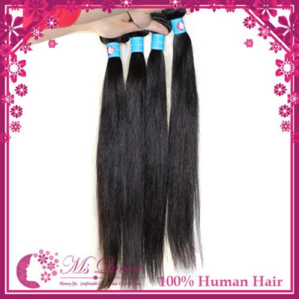 300g 20&#034; Peruvian Virgin Human Hair Extensions 1B Soft Straight Human Hair Weave #5 image