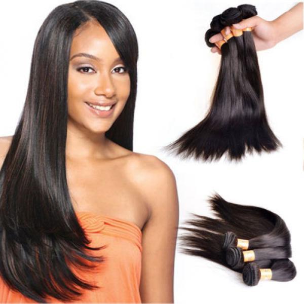 New  4 Bundles Remy Virgin Peruvian Straight Human Hair Weave Extensions 200g #1 image