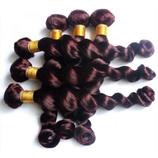 6A 3 Bundles Peruvian Virgin Loose Wave Burgundy Human Hair Extensions 300g #4 image
