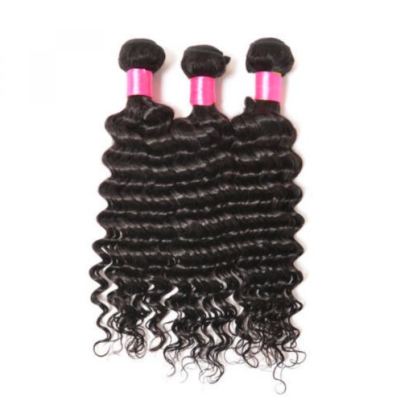 3 Bundles Deep Wave Peruvian Remy Virgin Human Hair Extensions With Lace Closure #2 image