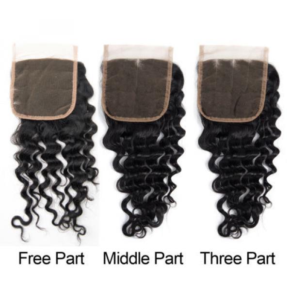 3 Bundles with Lace Closure Peruvian Virgin Hair Deep Wave Human Hair Extensions #2 image