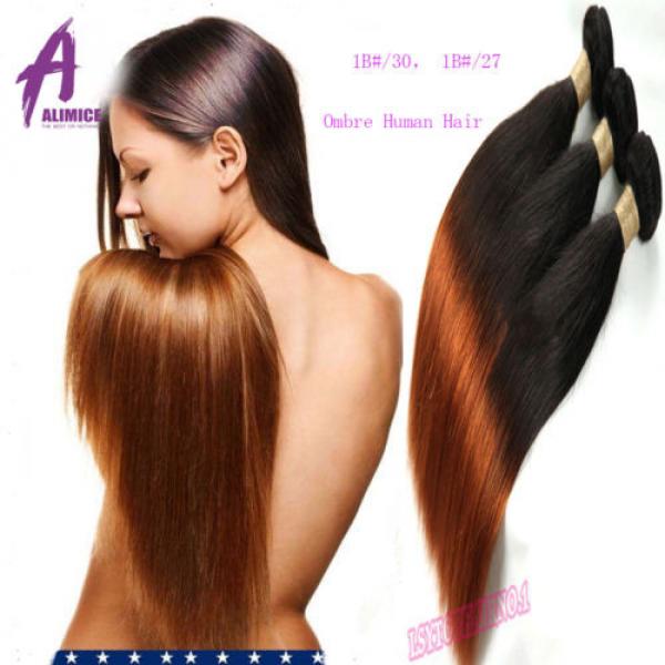 Ombre Peruvian Virgin Hair Human hair extensions 3 bundles Straight Hair 300g #1 image