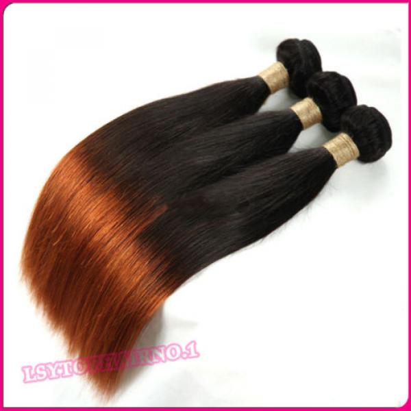 Ombre Peruvian Virgin Hair Human hair extensions 3 bundles Straight Hair 300g #3 image
