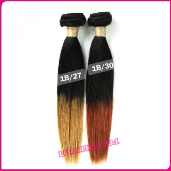 Ombre Peruvian Virgin Hair Human hair extensions 3 bundles Straight Hair 300g #4 image