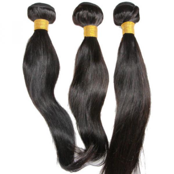 Peruvian Virgin Hair Extension Silk Straight Long Hair Weft 3 Bundles 12&#034; 300g #2 image