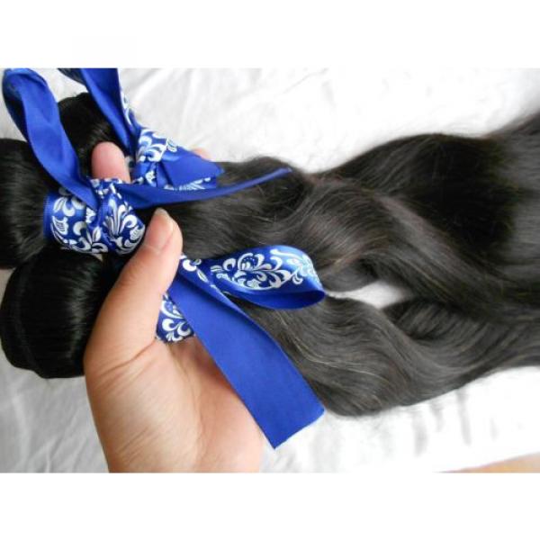 Peruvian Virgin Hair Extension Silk Straight Long Hair Weft 3 Bundles 12&#034; 300g #4 image