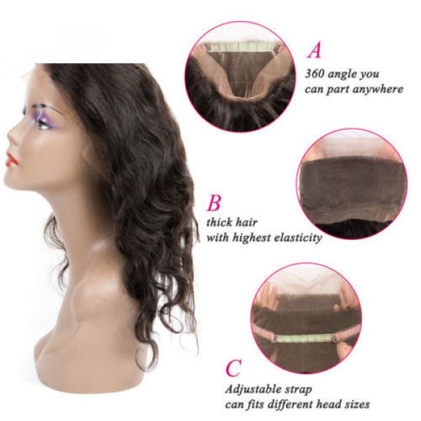 8A Pre Plucked 360Lace Band Frontal Closure Peruvian Virgin Human Hair Body Wave #3 image