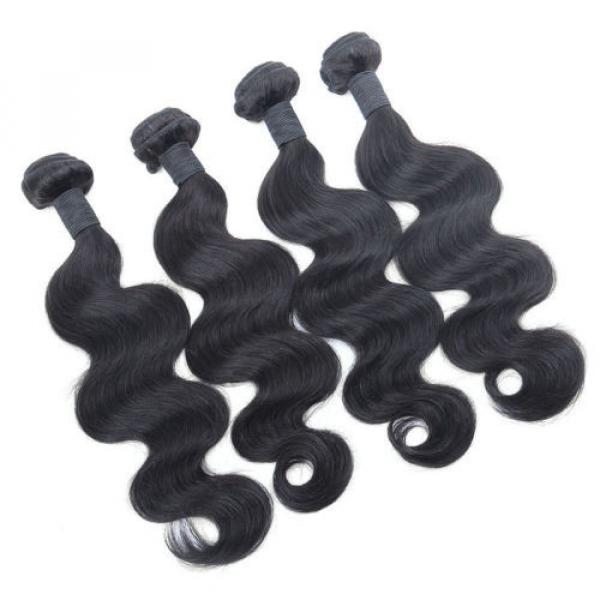 Virgin Peruvian Body Wave Hair 4 Bundles Hair Weft with Lace Closure by DHL ship #2 image