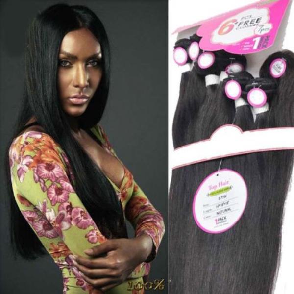 Virgin Peruvian 6 Bundles Human Hair Weave +1 Pcs Lace Closure Hair Extensions #1 image