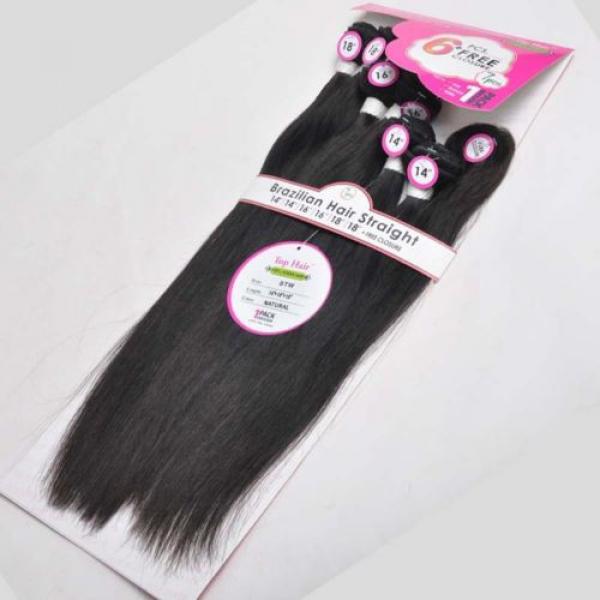 Virgin Peruvian 6 Bundles Human Hair Weave +1 Pcs Lace Closure Hair Extensions #2 image