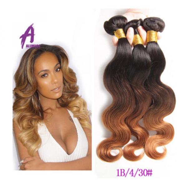3Bundles Ombre Body Wave Peruvian Virgin Remy Hair Extensions Weave Double Weft #3 image