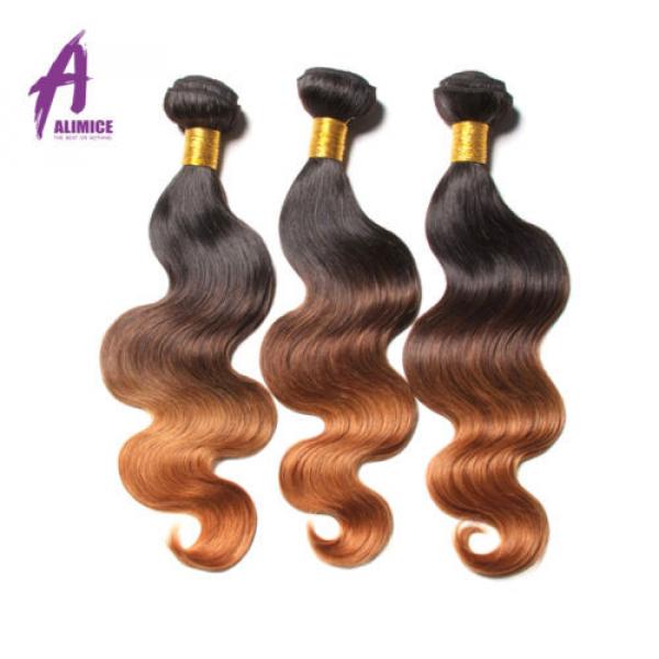 3Bundles Ombre Body Wave Peruvian Virgin Remy Hair Extensions Weave Double Weft #4 image