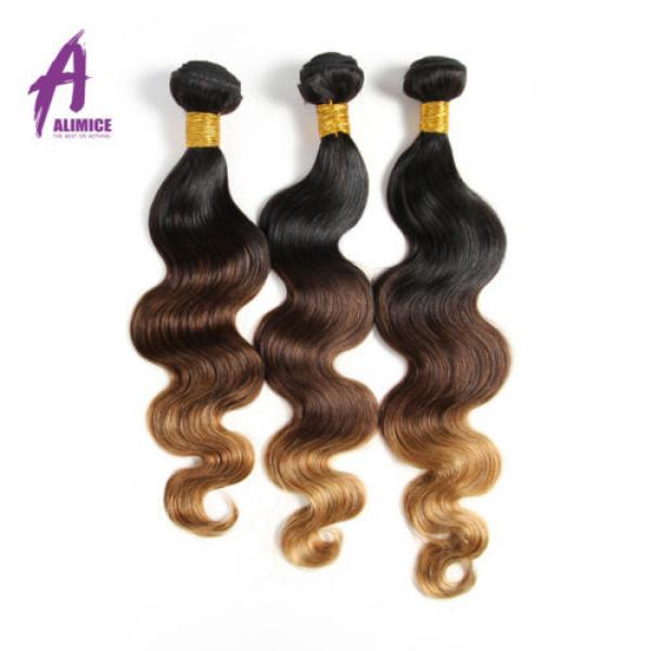 3Bundles Ombre Body Wave Peruvian Virgin Remy Hair Extensions Weave Double Weft #5 image