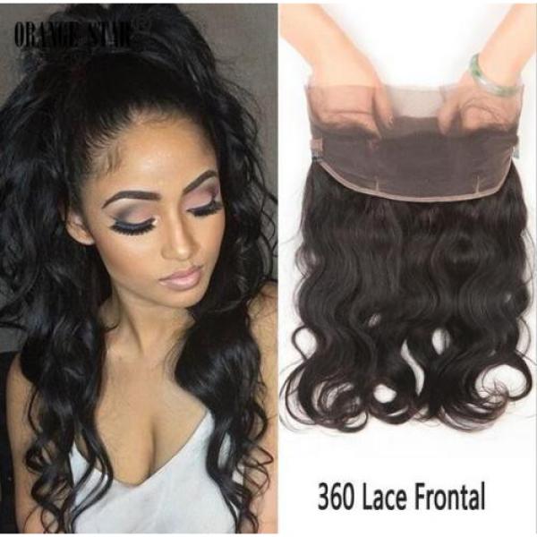 360 Free Part Lace Frontal 100% Peruvian Virgin 8A black remy Human Hair Weave #1 image